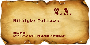 Mihályko Melissza névjegykártya